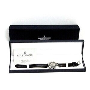 REVUE THOMMEN SKELETON DIAL BLACK LEATHER AUTOMATIC LADIES WATCH